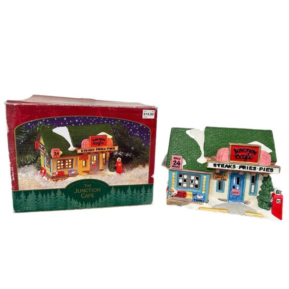 Main Street USA Lighted Christmas Valley Porcelain Junction Cafe 1997 Vintage - Picture 2 of 9